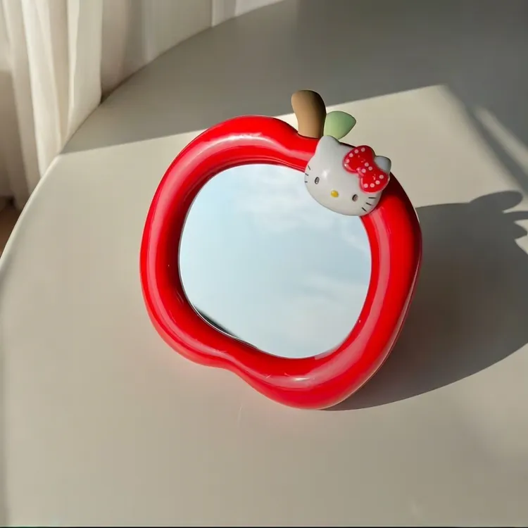 hellokitty苹果化妆镜家用学生宿舍台式桌面梳妆镜小型办公室镜子