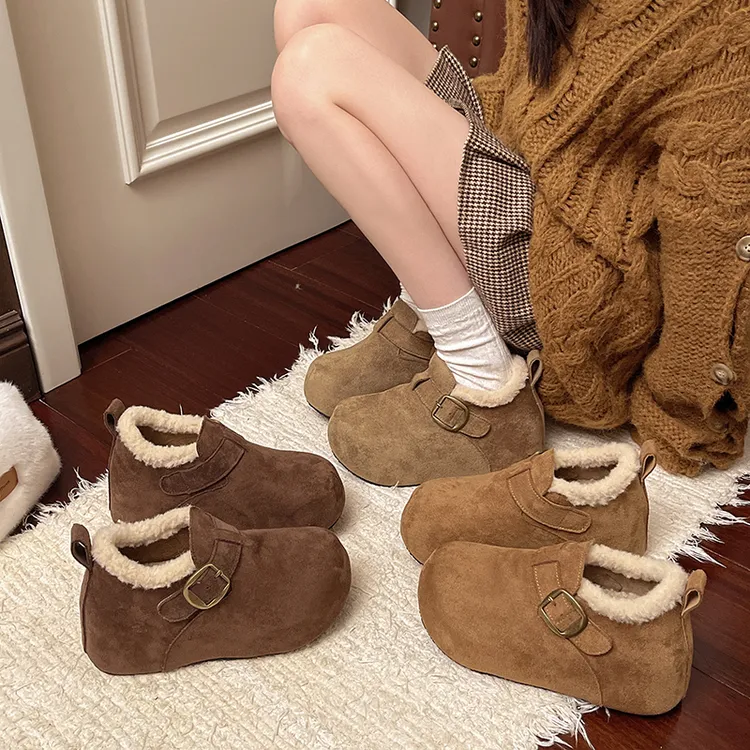 内增高勃肯鞋女2025秋冬新款7CM时尚百搭全包棉鞋休闲鞋加绒单鞋
