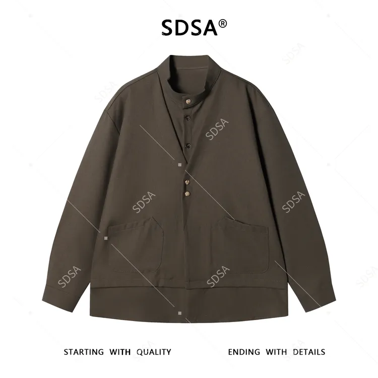 SDSA男士秋冬新款痞帅男装痞帅简约纽扣假两件立领衬衫潮流宽松