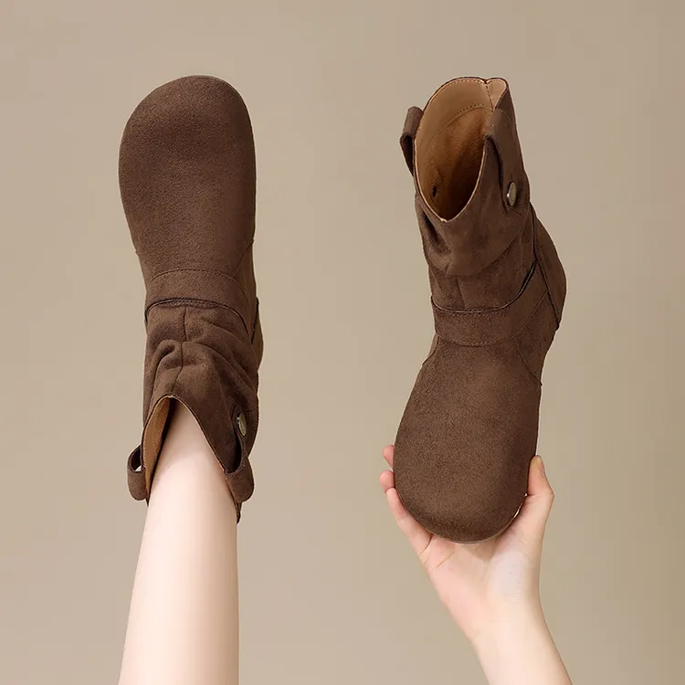 一脚蹬复古风短靴女2025新款秋冬百搭软底轻便配裙时尚马丁靴防滑