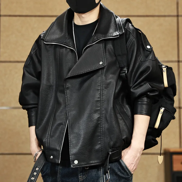 皮衣外套男2025新款高级感男装痞帅男士机车美式飞行员皮夹克男款