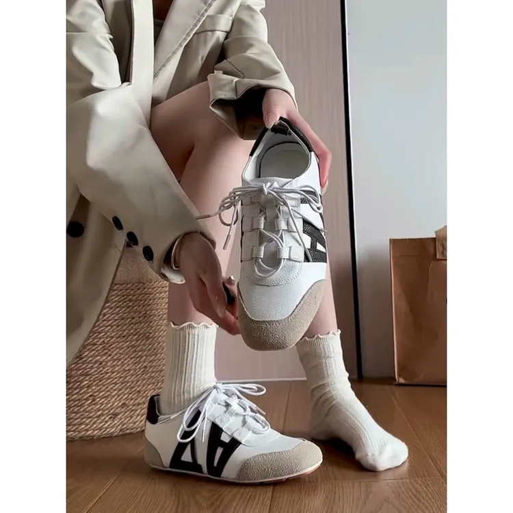 牛皮~学院风时尚百搭内增高德训鞋女款阿甘鞋2025新款休闲运动鞋