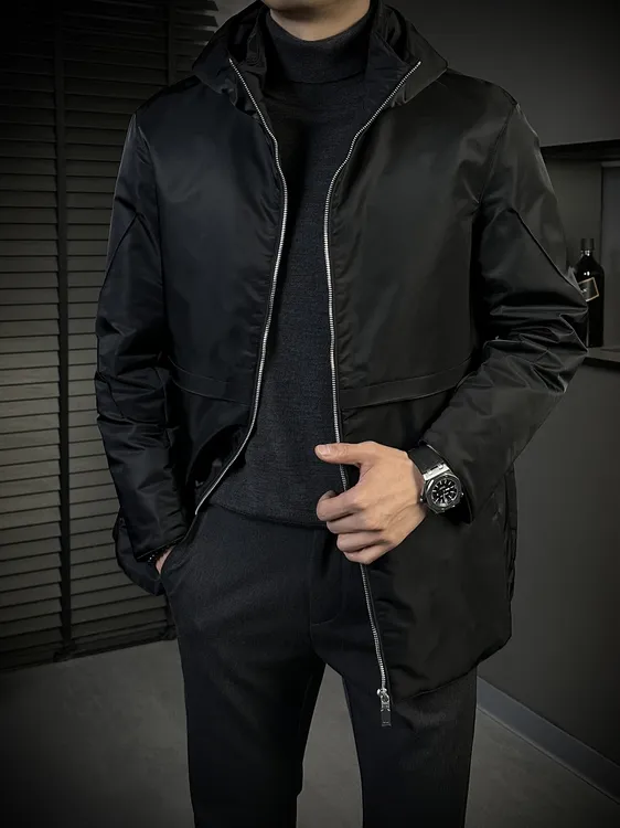 KING&GUCH【桑蚕丝填充棉服】秋冬季男士轻奢连帽夹克外套878212