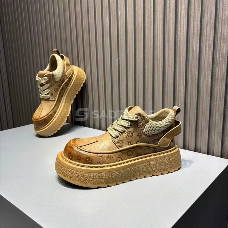 SADTEARS男鞋 26FW "老花系列"欧美风翘头马丁靴厚底增高休闲鞋男