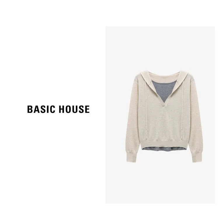 Basic House/百家好秋季纯欲慵懒风女装休闲针织衫-B0625B5JZJ2