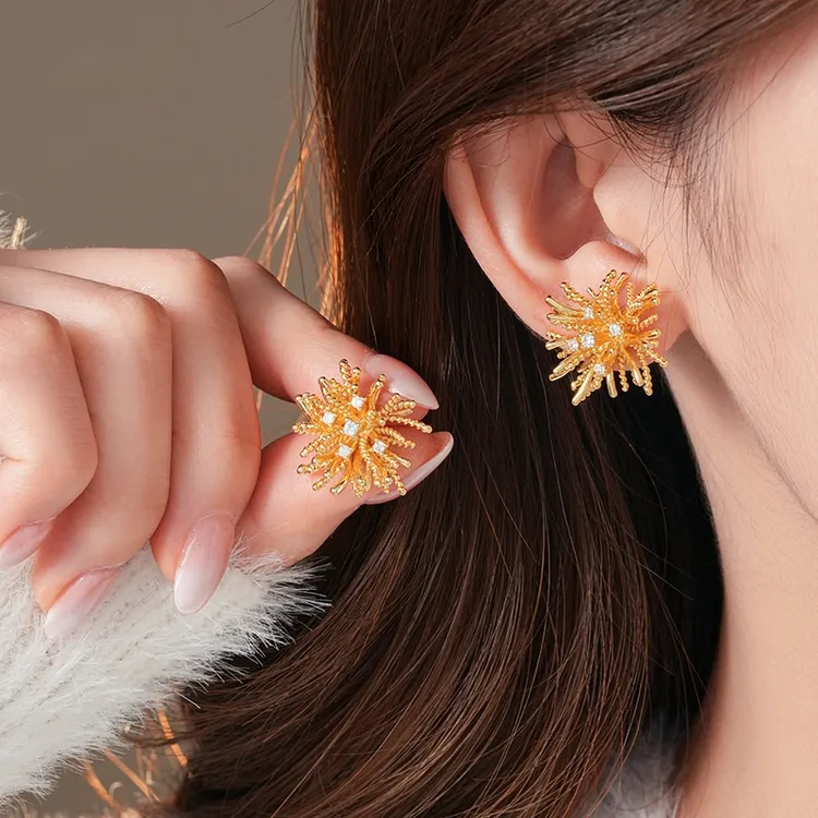 米梵缇 铜合金耳饰 欧美高级小众气质烟花独特轻奢耳环女B2-020