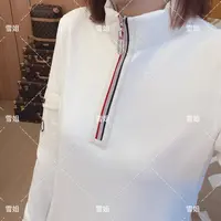 雪姐服饰「立领织带磨毛」新款设计半拉链磨毛立领长袖显瘦内搭T恤