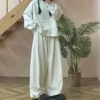 冬季新款纯色宽松复古风阔腿裤卫裤45497款