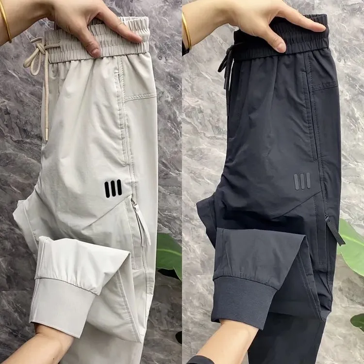 夏季薄款潮牌小脚休闲裤男户外工装束脚运动裤时尚百搭修身速干裤