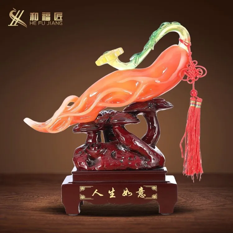 【师傅推荐】人生如意人参灵芝招财摆件家居客厅酒柜玄关装饰店铺