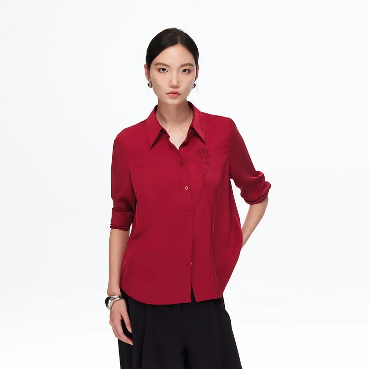 Vero Moda衬衫【手绘玫瑰】立体花朵刺绣纯色时尚上衣325305033