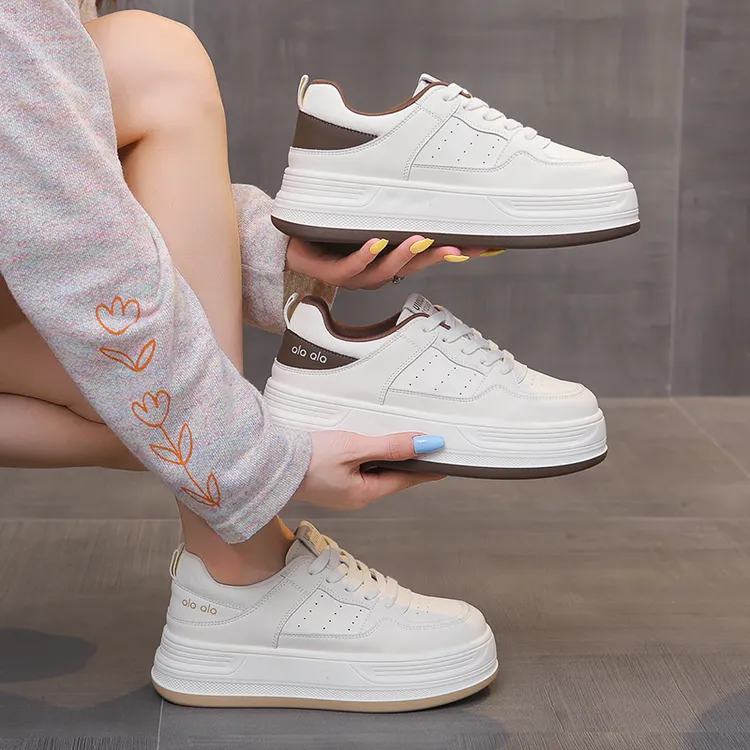 真皮厚底小白鞋女款秋季百搭板鞋增高四季款女F10