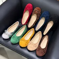 【胖福福大码女鞋】内增高3.5cm百搭小芭蕾圆头休闲单鞋女拼色软底