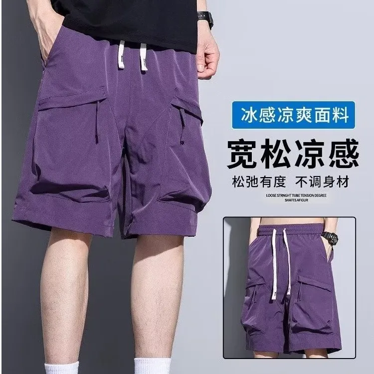 运动休闲裤男士夏季工装裤中裤水洗凉爽男士潮酷休闲裤男装薄款