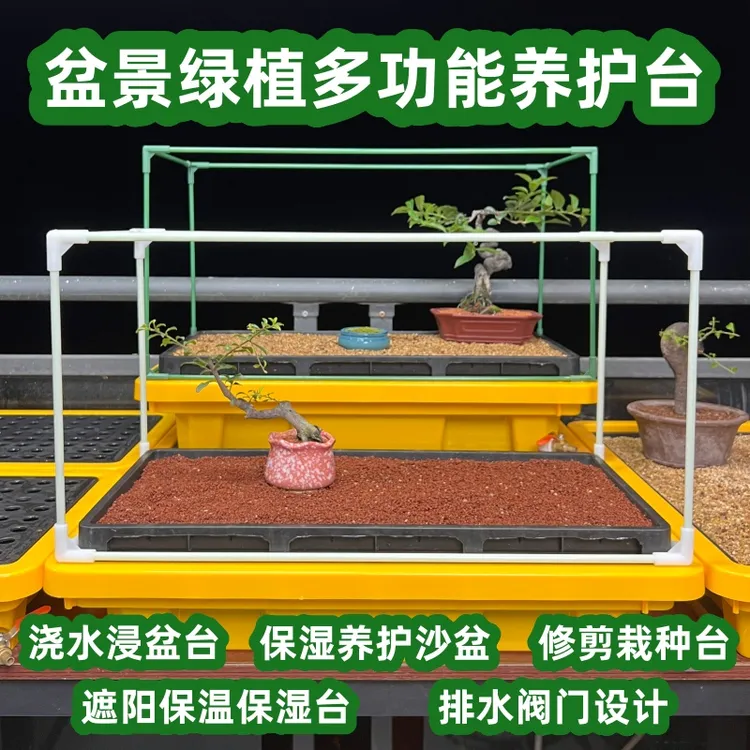 盆景保湿沙盆多功能养护台浇水浸盆保温保湿遮阳修剪栽种阀门排水