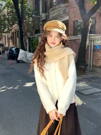 温舒敏【绵柔软云】港风复古针织衫秋冬设计感上衣MC1989632