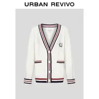 UR2025冬季新款女装复古学院风绞花肌理V领针织开衫UYY950125