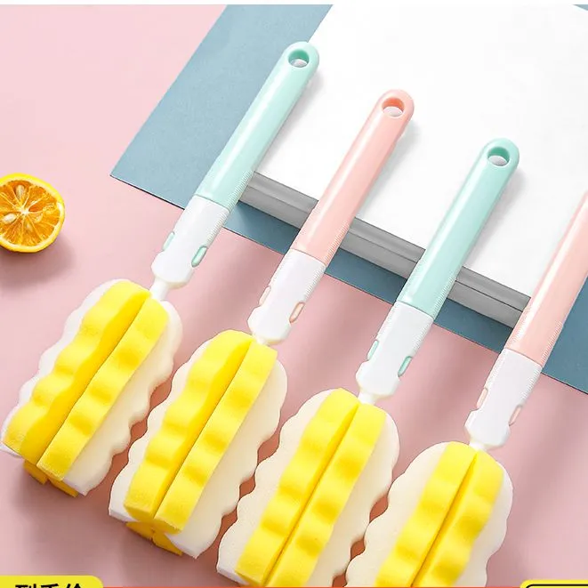 洗刷洗杯刷杯子神器便携家用清洗玻璃杯长瓶刷清洁旋转海绵小吸管