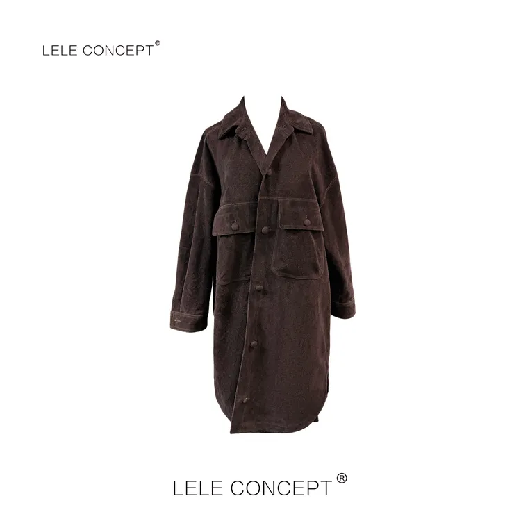 LELE CONCEPT｜「丽」【琥珀流光】都市港风复古双兜宽版皮外套P0117