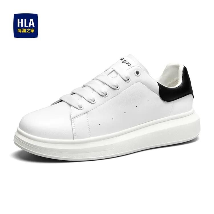 HLA/海澜之家男鞋新品春夏透气增高板鞋厚底经典百搭休闲小白鞋子