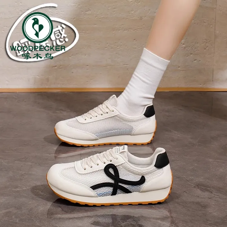 啄木鸟复古厚底增高透气运动德训鞋女款2025春季新款休闲鞋阿甘鞋