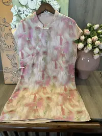 水如画【B805】重工系列秋季中式国风气质宽松中长款短袖衬衫上衣