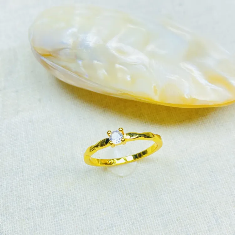 戒指 K0291黄色四爪光面闭口戒指多样性发货47356