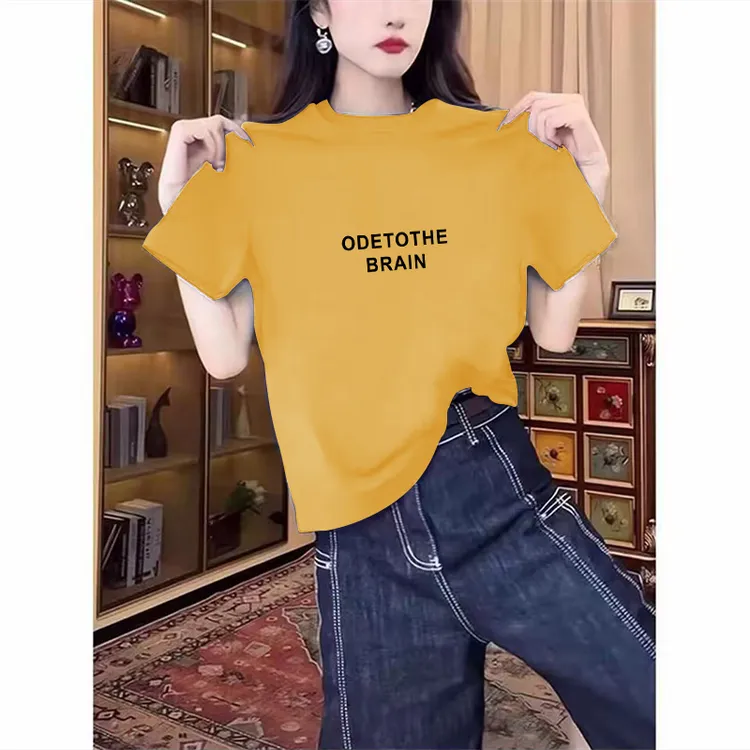 2025超火减龄t恤正肩圆领女装短袖时尚百搭休闲减龄上衣夏季潮款
