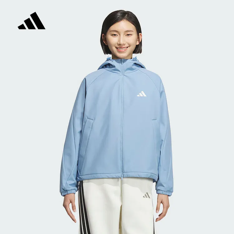 adidas阿迪达斯女子冬季梭织休闲夹克连帽运动外套 KC0087