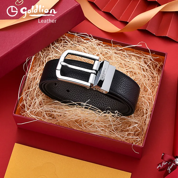 【年终好货】金利来男士时尚休闲百搭真皮旋转双色针扣皮带2025礼盒