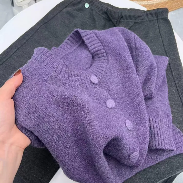 2025秋冬新款高级感毛衣开衫针织衫女宽松显瘦长袖上衣