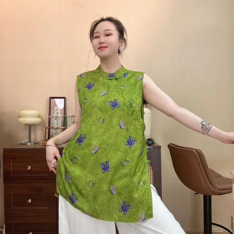 【澜公子9515】花书蝶*春夏无袖气质百搭新中式国风中长款