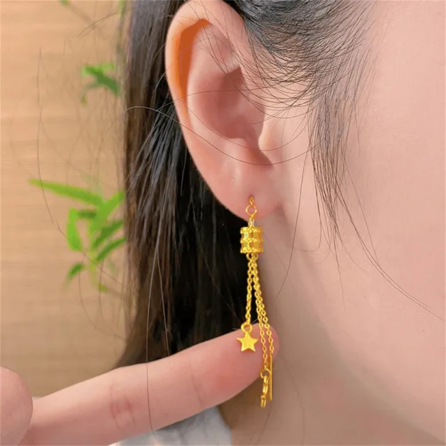 钛钢耳饰 小蛮腰星星流苏耳环精致轻奢高级感耳线星形耳坠送女友