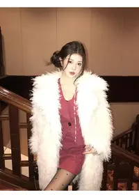 不冷BULENG 24年秋冬贵气高级白色大衣中长款慵懒