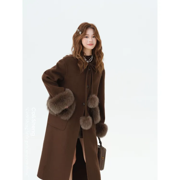 霜降/重生 羊毛羊绒大衣中长款直筒女外套慵懒时尚排扣 Co&Sheng