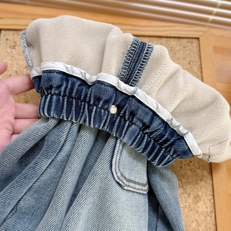 儿童洋气裤子男童加绒一体绒牛仔裤2025新款男女童软牛仔宝宝长裤