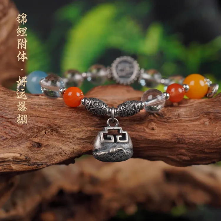 天然水晶一对一五福七善居本命年转运护生平衡金木水火土手串