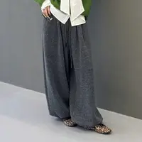 韩系慵懒风垂感休闲糯松紧腰阔腿裤
