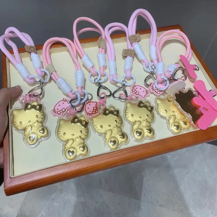 hellokitty猫炫彩金片周家同款挂件送女友卡通可爱挂饰防丢创意