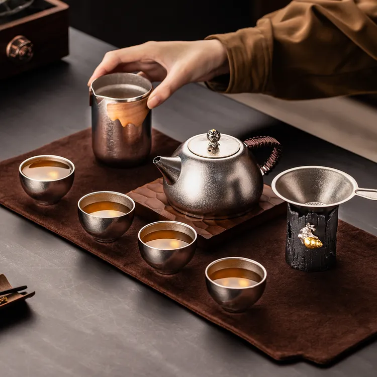 纯钛茶具套装高端泡茶壶功夫茶专用茶具一壶四杯茶漏公道杯礼盒装