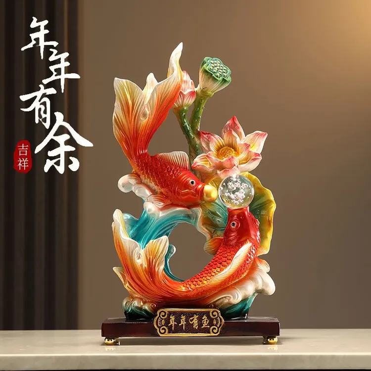 新款年年有余办公室招财锦鲤摆件客厅酒柜电视柜装饰乔迁新居礼品