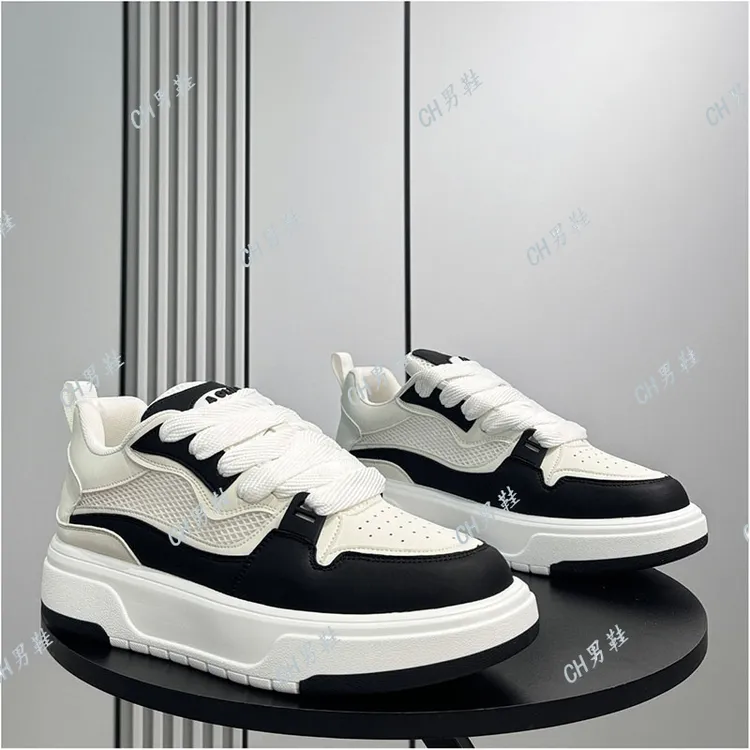 欧洲站男款韩版潮流厚底增高运动鞋防滑耐磨系带夏网面透气休闲鞋