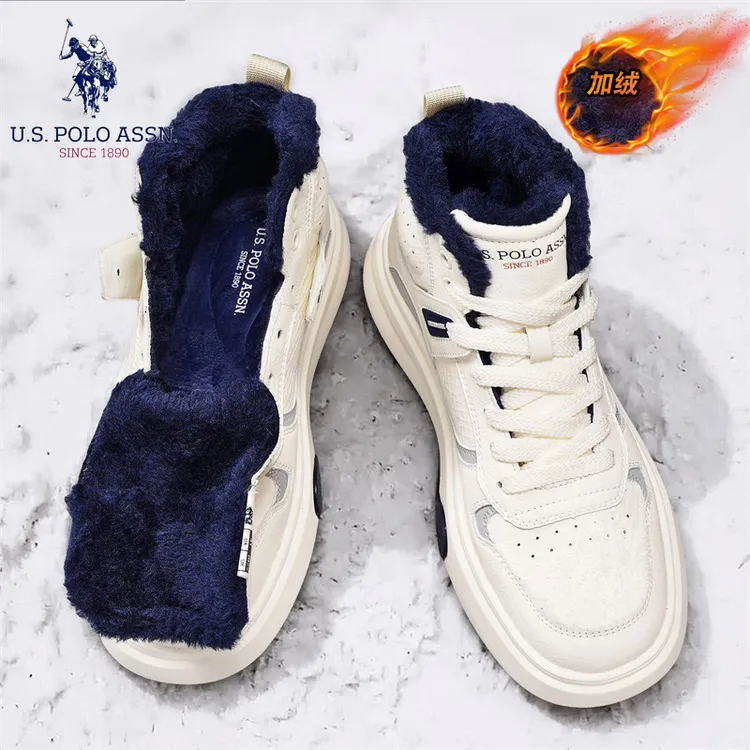 U.S.POLO ASSN.男鞋2025冬季新款大棉加绒加厚保暖时尚高帮休闲鞋
