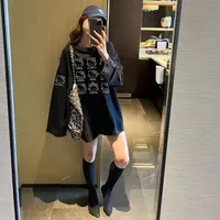  韩版ins洋气长袖t恤休闲宽松女装上衣百搭大码凯蒂印花打底衫