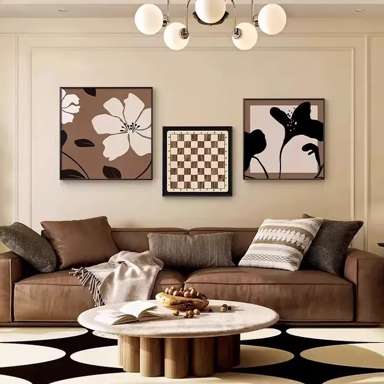 法式中古客厅装饰画高级感复古抽象组合玄关卧室沙发背景墙壁挂画