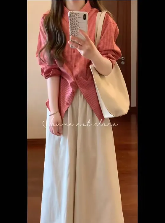 【B Y】温柔风甜美减龄休闲长袖衬衫女夏季新款宽松垂感裤子两件套