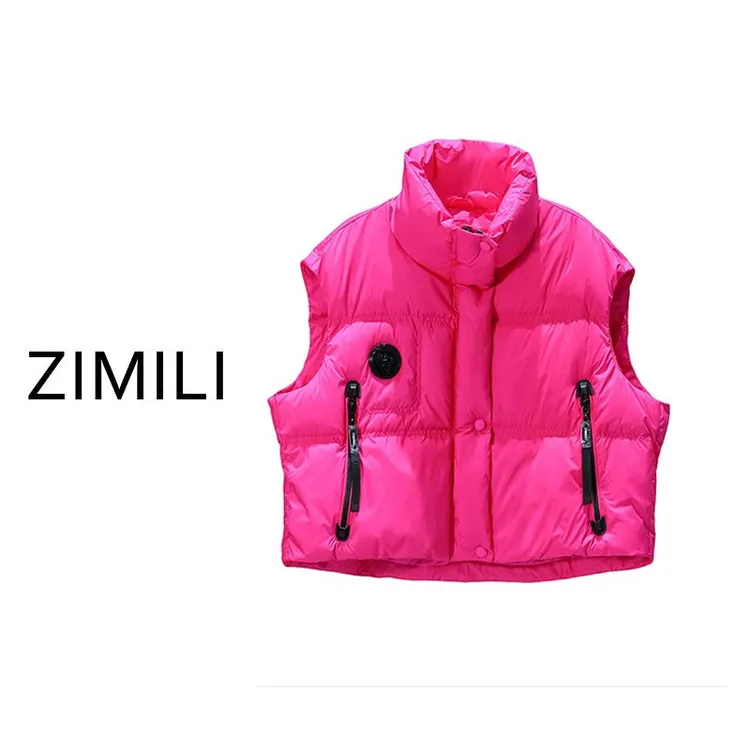 【亮哥欧货女装】《热情感•洋红色•马甲》高蓬松90白鸭羽绒马甲FS627