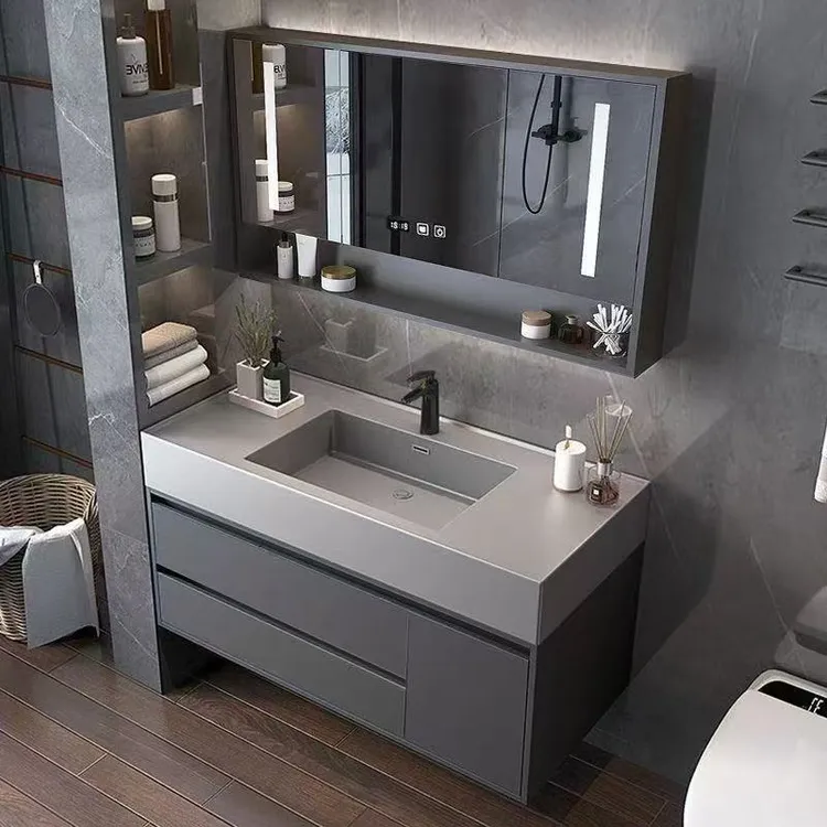 LIEI岩石一体盆轻奢智能浴室柜浴室柜组合卫生间洗漱台洗脸洗手盆