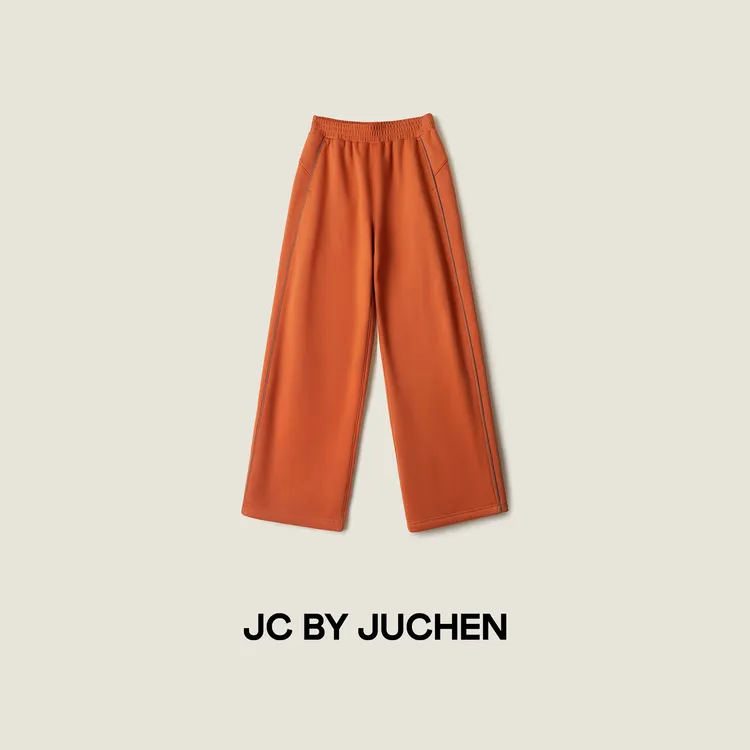 “好搭到爆”冬季定染暖橘色加厚绒直筒百搭松紧休闲卫裤 FW095298