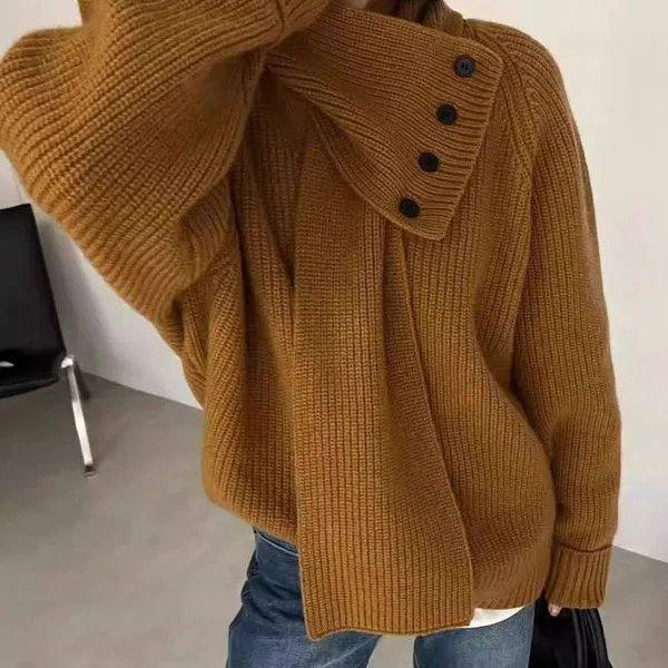 设计款可拆卸孕妇毛衣女洋气带披肩围脖 韩系V领显瘦宽松针织女厚